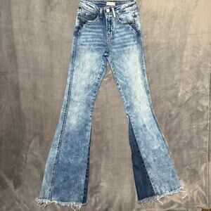 Altar’d State Women’s Two Tone Flare Jeans Size 24 Boho Retro 70s